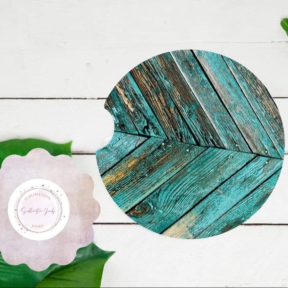 Car Coaster Beach wood Custom set of 2 sandstone